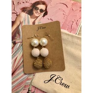 J Crew/Crochet bead and pearl drop earrings